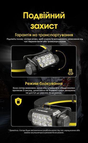 Ліхтар налобний Nitecore HC75 UHE (8xNiteLab UHE LED, 3000 люмен, 10 режимів, 1x21700, USB-C) HC75 UHE фото