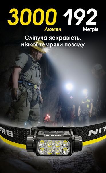 Ліхтар налобний Nitecore HC75 UHE (8xNiteLab UHE LED, 3000 люмен, 10 режимів, 1x21700, USB-C) HC75 UHE фото