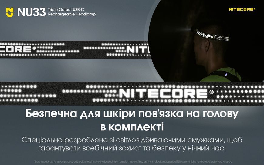 Ліхтар налобний Nitecore NU33 (700 люмен, 9 режимів, USB-C) NU33 фото