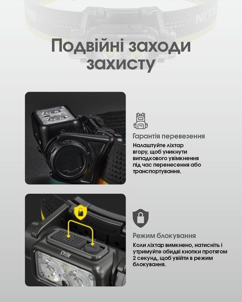Ліхтар налобний Nitecore NU45 (Білий + Червоний LED, 1700 люмен, 11 режимів, 1x18650, USB-C, датчик наближення) NU45 фото