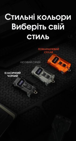 Ліхтар наключний Nitecore TINI 3 MCT (2xNiteLab UHE LED, 600 люмен, 5 режимів, USB-C), сірий TINI 3 фото