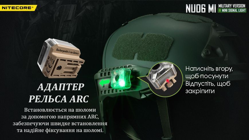 Ліхтар налобний сигнальний Nitecore NU06 MI (IR+RED+GREEN+BLUE LED, 9 реж., USB-C) NU06 MI фото