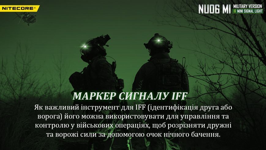 Ліхтар налобний сигнальний Nitecore NU06 MI (IR+RED+GREEN+BLUE LED, 9 реж., USB-C) NU06 MI фото