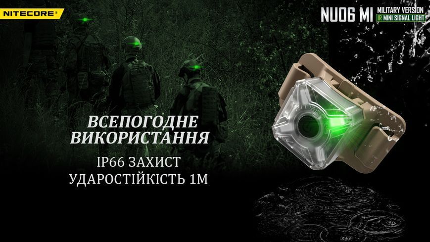 Ліхтар налобний сигнальний Nitecore NU06 MI (IR+RED+GREEN+BLUE LED, 9 реж., USB-C) NU06 MI фото
