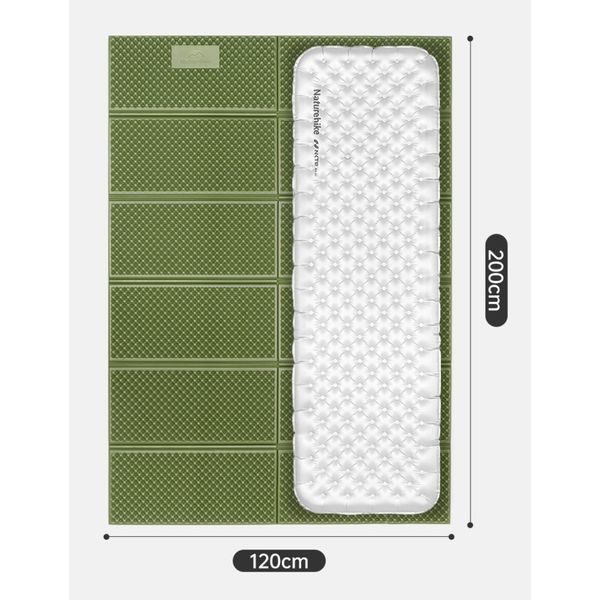 Килимок туристичний складаний двомісний IXPE Naturehike CNK2450WS044 з алюмінієвою плівкою, 200x120x1.8 см, оливковий atlantxml_70908 фото