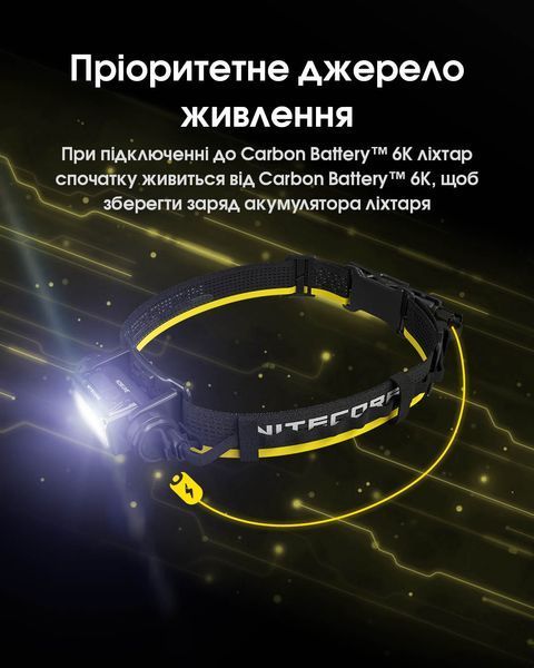 2в1 Зовнішнє джерело живлення для налобних ліхтарів + Power Bank Nitecore Carbon Battery 6K (Карбон, червоний маяк, 6000mAh, IP68) Carbon Battery 6K фото