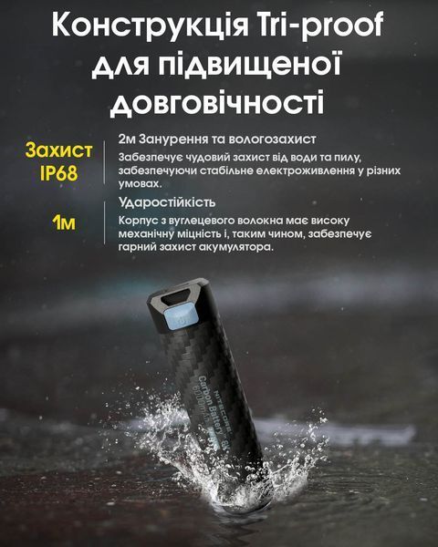 2в1 Зовнішнє джерело живлення для налобних ліхтарів + Power Bank Nitecore Carbon Battery 6K (Карбон, червоний маяк, 6000mAh, IP68) Carbon Battery 6K фото