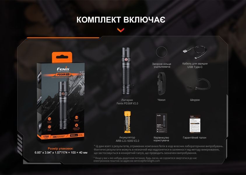 Ліхтар ручний Fenix PD36R V2.0 PD36RV20 фото