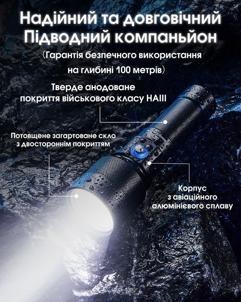 Ліхтар підводний Nitecore DL30 (1100 люмен, 9 режимів, 1х21700, USB-C) DL30 фото