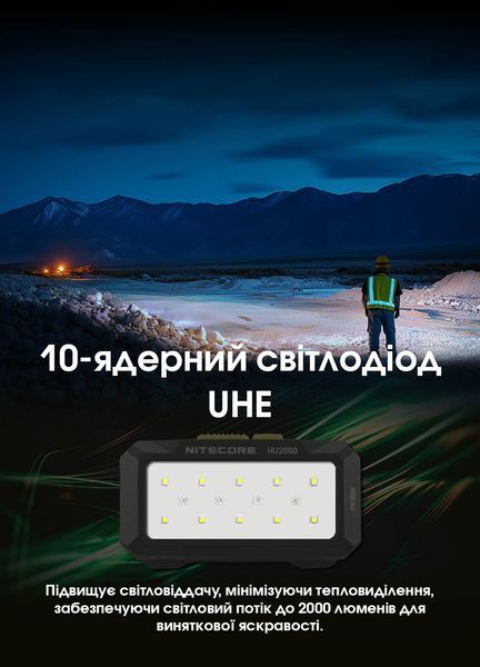 Ліхтар налобний Nitecore HU2000 (NiteLab UHE, 2000 люмен, 1600 люмен, 10 режимів, USB Type-C) HU2000 фото
