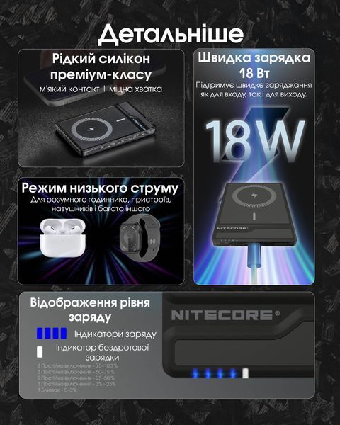 Бездротовий зовнішній зарядний пристрій Power Bank Nitecore NW5000 (QC 3.0, 5000mAh) NW5000 фото