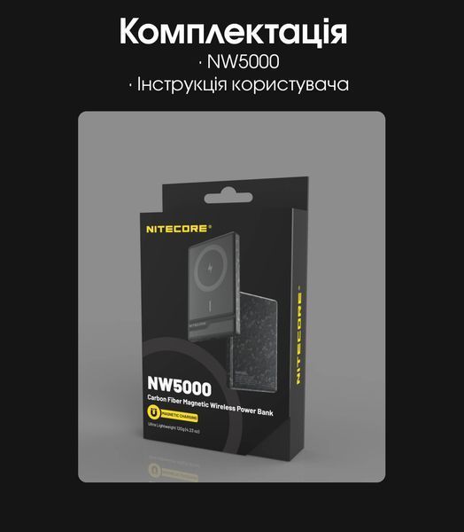Бездротовий зовнішній зарядний пристрій Power Bank Nitecore NW5000 (QC 3.0, 5000mAh) NW5000 фото
