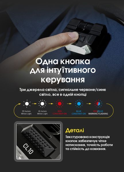 Ліхтар універсальний Nitecore CL10 (White, Red, Blue LED, 45 люмен, 5 режимів, 2х AAA) CL10 фото