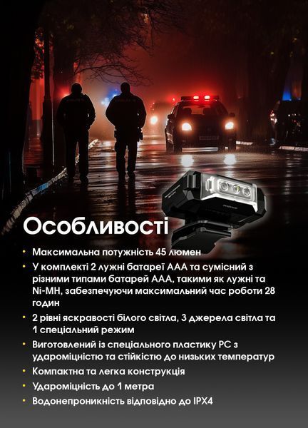 Ліхтар універсальний Nitecore CL10 (White, Red, Blue LED, 45 люмен, 5 режимів, 2х AAA) CL10 фото