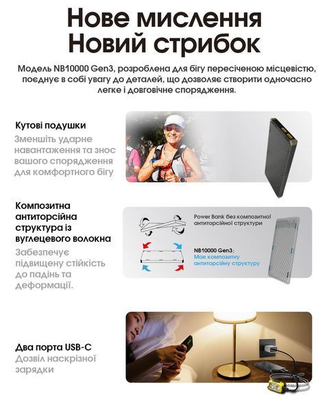 Зовнішній зарядний пристрій Power Bank Nitecore NB10000 GEN3 (QC 3.0, 10000mAh), 2xUSB-C NB10000 GEN3 фото