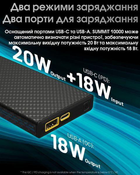 Зовнішній зарядний пристрій Power Bank Nitecore SUMMIT 10000 (38,5W, QC 3.0, 10000mAh, з функцією підігріву) SUMMIT 10000 фото
