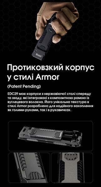 Ліхтар Nitecore EDC29 (2xUHi 20 MAX LED, 6500 люмен, 7 режимів, USB-C) EDC29 фото