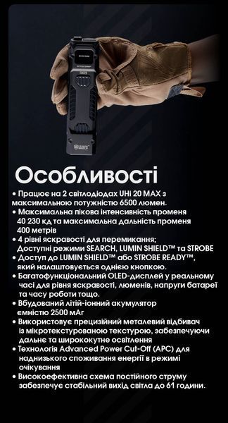 Ліхтар Nitecore EDC29 (2xUHi 20 MAX LED, 6500 люмен, 7 режимів, USB-C) EDC29 фото