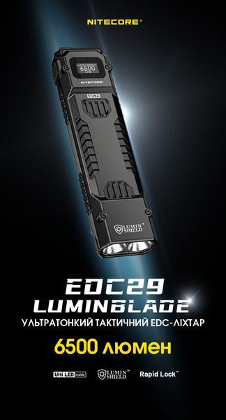 Ліхтар Nitecore EDC29 (2xUHi 20 MAX LED, 6500 люмен, 7 режимів, USB-C) EDC29 фото