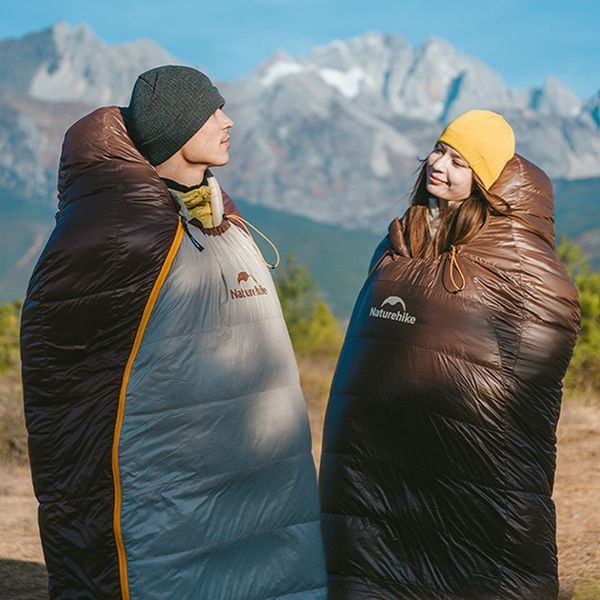 Спальник з натуральним пухом Naturehike Snowbird CNK2550WS014, p-р L, темно-коричневий 400 г atlantxml_71466 фото