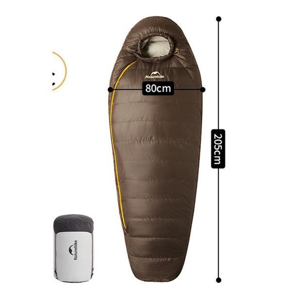 Спальник з натуральним пухом Naturehike Snowbird CNK2550WS014, p-р L, темно-коричневий 400 г atlantxml_71466 фото