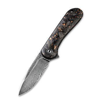 Ніж складаний кишеньковий Civivi Elementum, (7.5 см) Damascus / Carbon Fiber чорний atlantxml_70871 фото