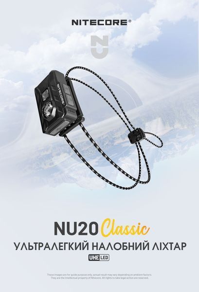 Ліхтар налобний Nitecore NU20 Classic 2024 (360 люмен, 10 режимів, USB), чорний NU20 Classic 2024 фото