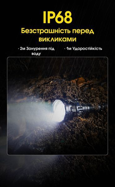 2в1 - Ліхтар лазерний + заливний прожектор Nitecore P40 (2000 люмен, 10 режимів, 1x21700, USB Type-C), комплект P40 фото