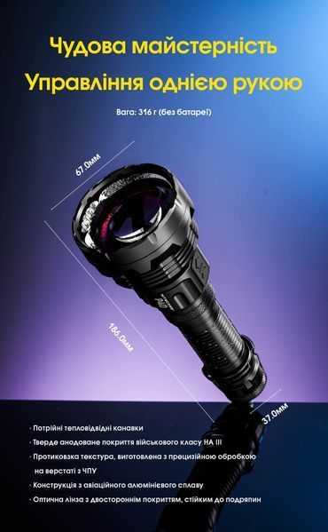 2в1 - Ліхтар лазерний + заливний прожектор Nitecore P40 (2000 люмен, 10 режимів, 1x21700, USB Type-C), комплект P40 фото