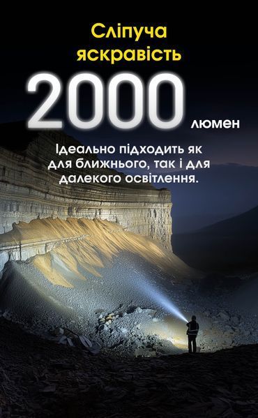 2в1 - Ліхтар лазерний + заливний прожектор Nitecore P40 (2000 люмен, 10 режимів, 1x21700, USB Type-C), комплект P40 фото