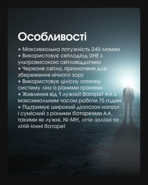Ліхтар налобний Nitecore HA11 UHE 2024 (2xNiteLab UHE LED, 240 люмен, 7 режимів, 1xAA/1x14500) HA11 UHE 2024 фото