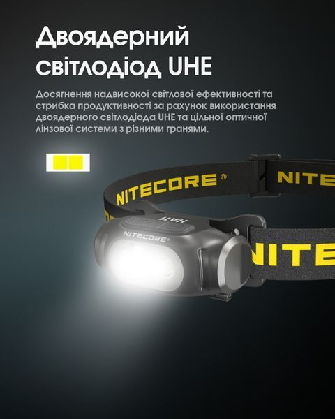 Ліхтар налобний Nitecore HA11 UHE 2024 (2xNiteLab UHE LED, 240 люмен, 7 режимів, 1xAA/1x14500) HA11 UHE 2024 фото