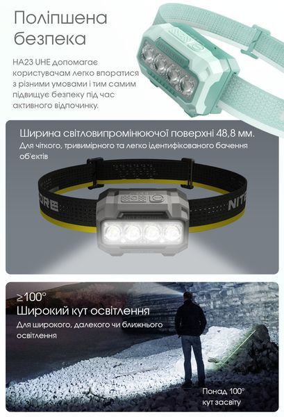 Ліхтар налобний Nitecore HA23 UHE MCT (White-Red Led, 600 люмен, 3xAAA), синій HA23 UHE фото