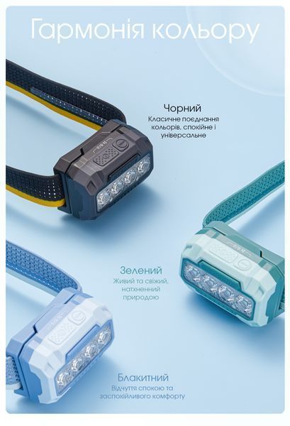 Ліхтар налобний Nitecore HA23 UHE MCT (White-Red Led, 600 люмен, 3xAAA), синій HA23 UHE фото