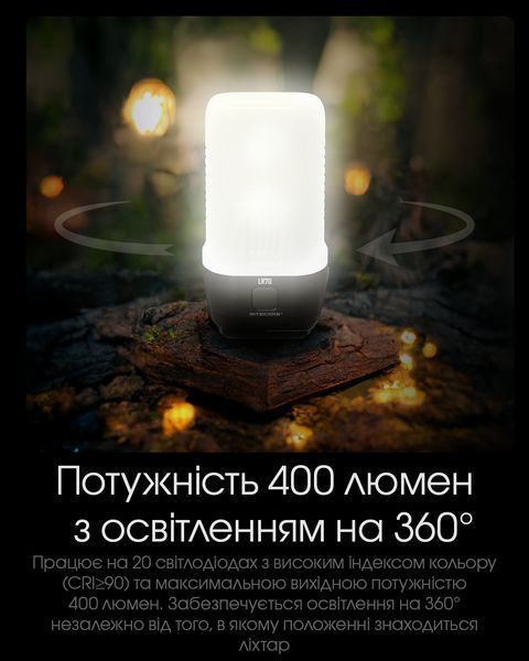 4в1 - Ліхтар кемпінговий, ручний + Power Bank + зарядний Nitecore LR70 (400 люмен, 3000 люмен, Red 10 люмен, 1-2x21700, USB Type-C) LR70 фото
