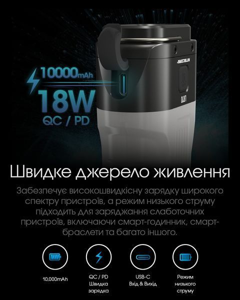 4в1 - Ліхтар кемпінговий, ручний + Power Bank + зарядний Nitecore LR70 (400 люмен, 3000 люмен, Red 10 люмен, 1-2x21700, USB Type-C) LR70 фото