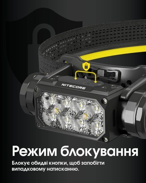 Ліхтар налобний Nitecore HC65 UHE (8 x NiteLab UHE LED, 2000 люмен, 11 режимів, 18650, USB Type-C), сірий HC65 UHE фото