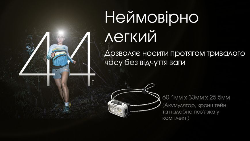 Ліхтар налобний Nitecore NU21 (360 люмен, 8 режимів, USB-C), білий NU21 фото