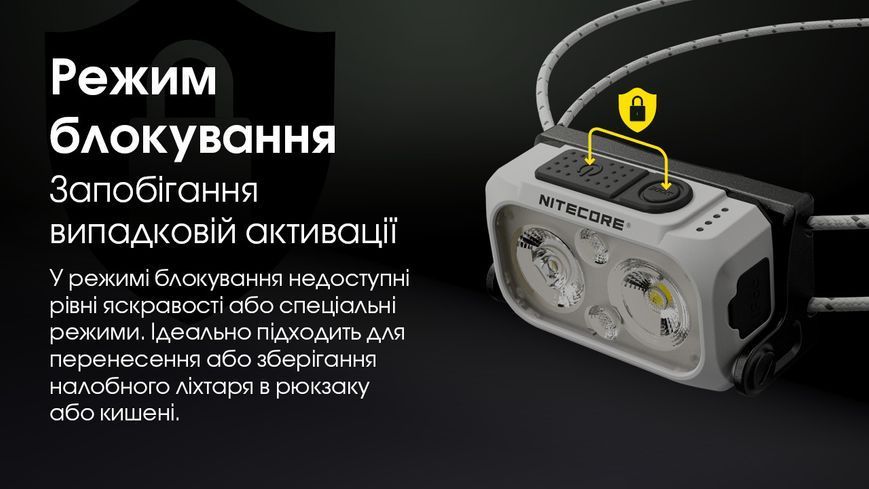Ліхтар налобний Nitecore NU21 (360 люмен, 8 режимів, USB-C), білий NU21 фото