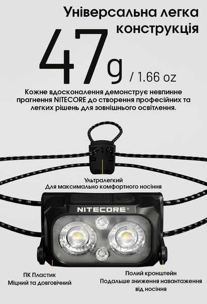 Ліхтар налобний Nitecore NU25 MCT UL (UHE LED, 400 люмен, USB-C) NU25 MCT UL фото