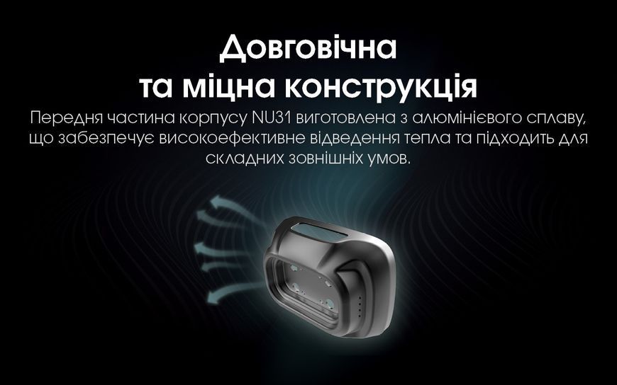 Ліхтар налобний Nitecore NU31 (Білий + Червоний LED, 550 люмен, 9 режимів, USB-C), помаранчевий NU31 фото